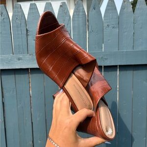 BCBGeneration Cognac Croc-Patterned Mules